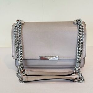 Michael Kors Leather Gray Gusset Chain Purse Bag Shoulder Crossbody